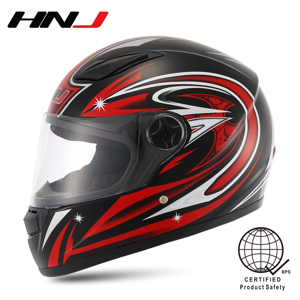 Hnj Men Full Face Motorcycle Helmet Black Single Visor With Women S