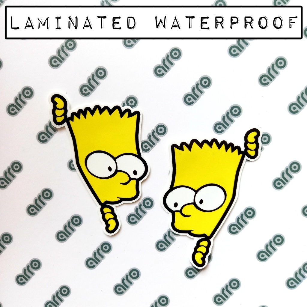 Bart Simpson Peeking Sticker Sold Per Piece Laminated Waterproof