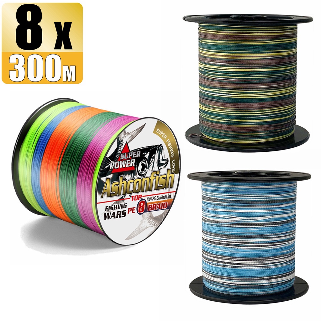 Ashconfish 300M 8 Strands Braided Fishing Line 6 150LB PE Lines