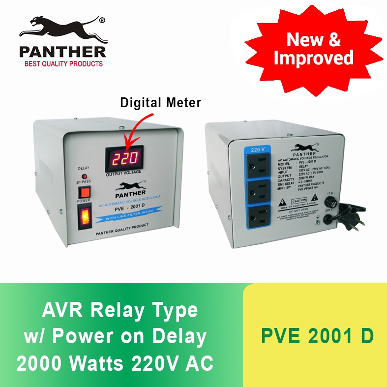 Panther PVE 2001 D AVR Relay Type 2000 Watts Output 220V AC With 3 5