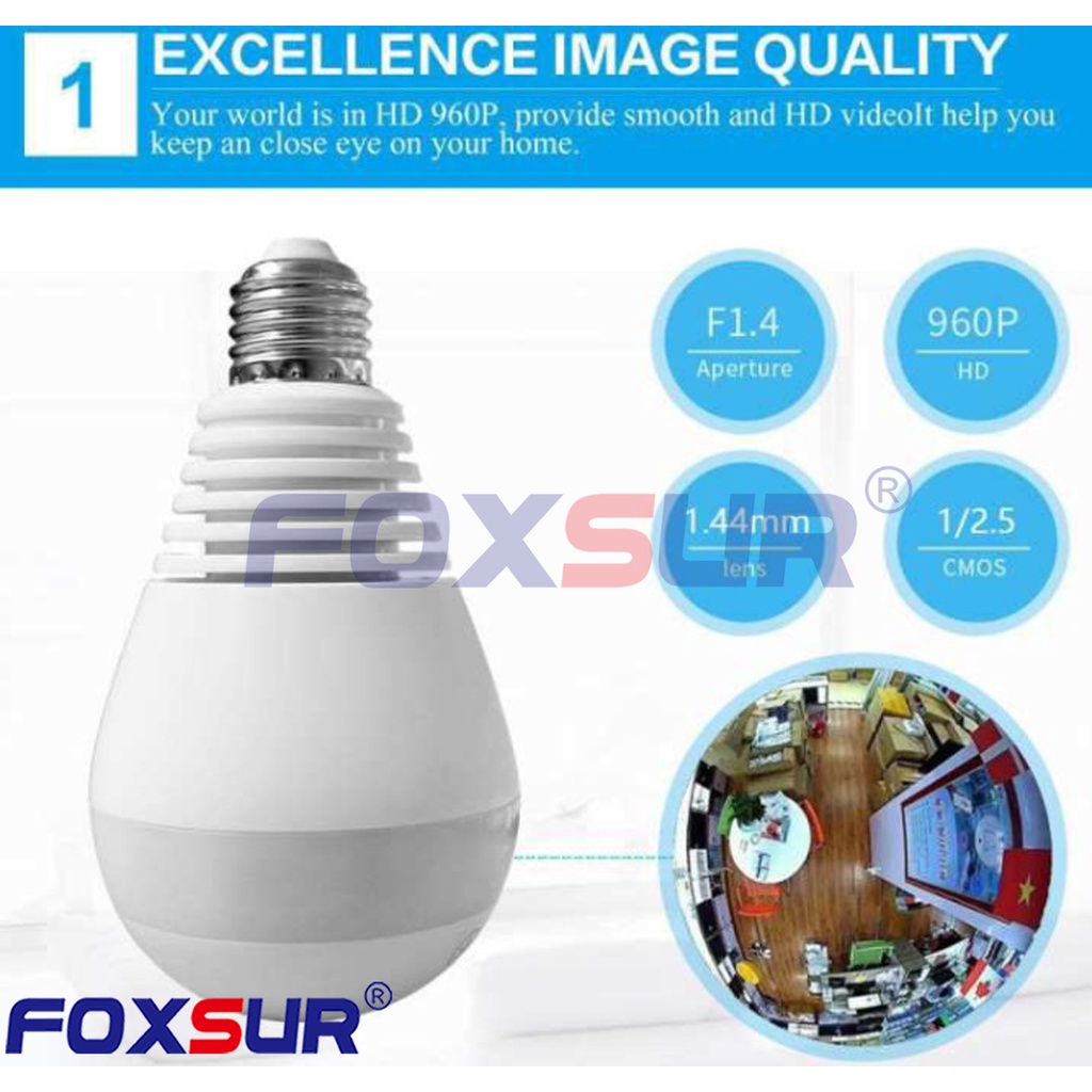 V P Hd Light Bulb Wi Fi Cctv Panoramic Security Camera Fv A