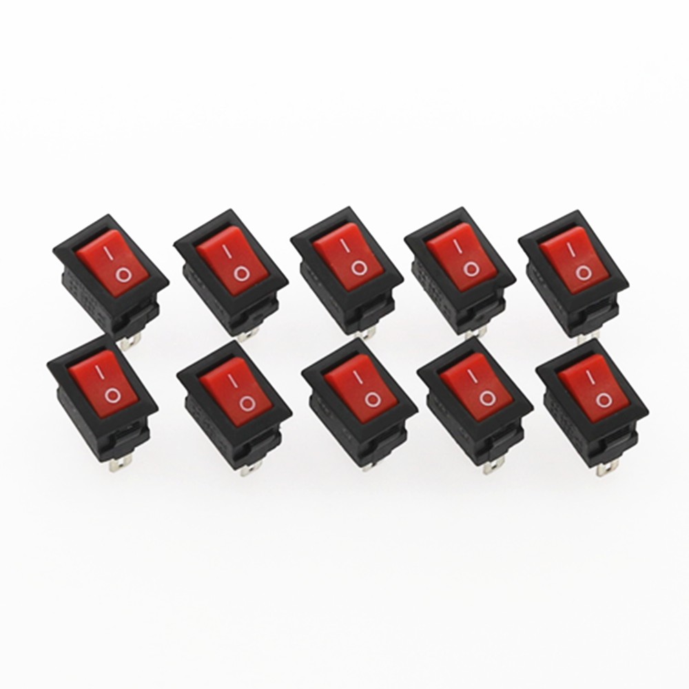 10Pcs Push Button Switch 10x15mm SPST 2Pin 3A 250V KCD11 Snap In On Off