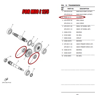 Aerox Mio I Gearing Bearing Ygp Genuine Y