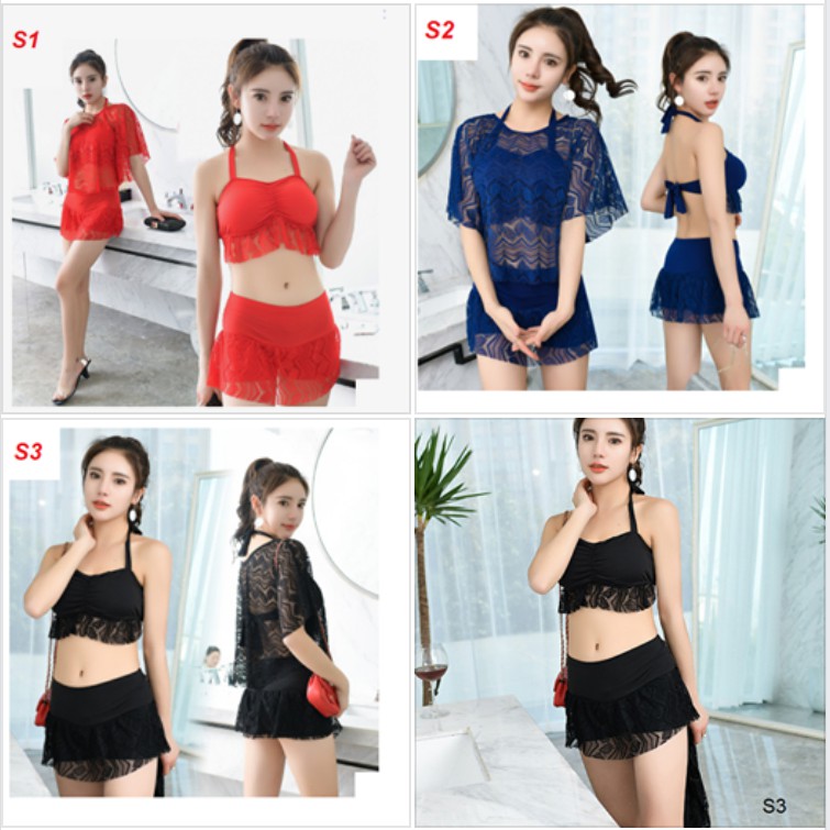 HOT Beautiful KOREAN STYLE 3 PIECE SWIMWEAR WITH CHEST PADDING