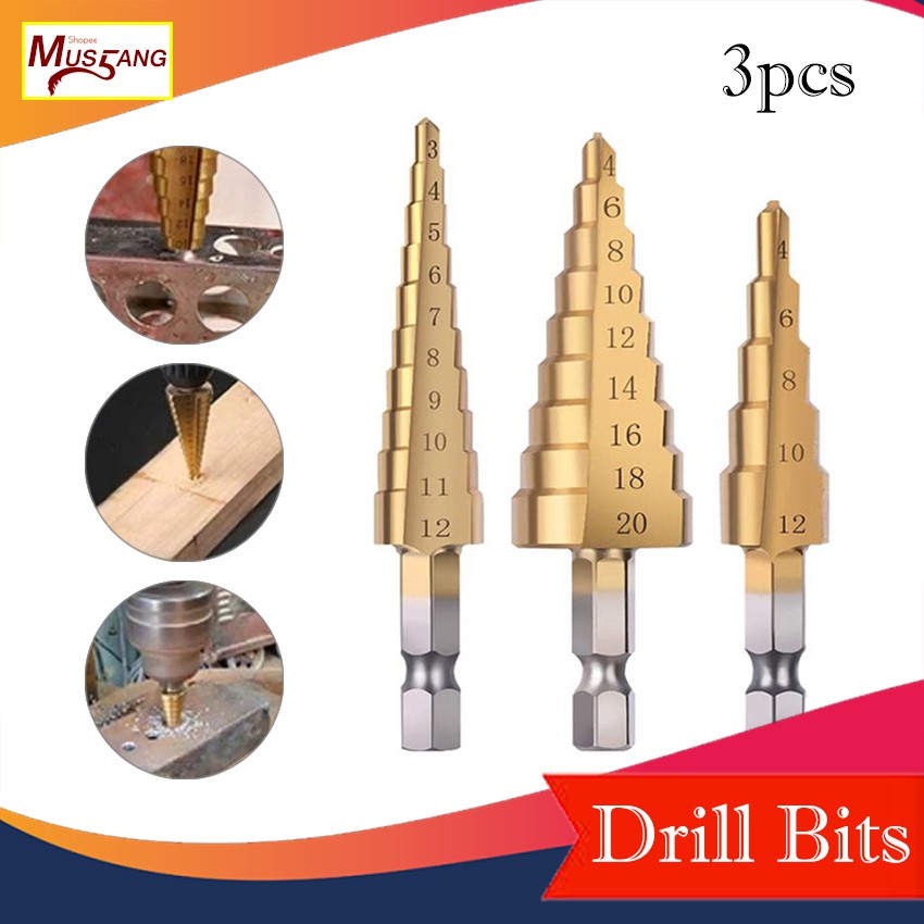 Pcs Hss Titanium Step Drill Bit Set Cone Hole Cutter Taper Metric