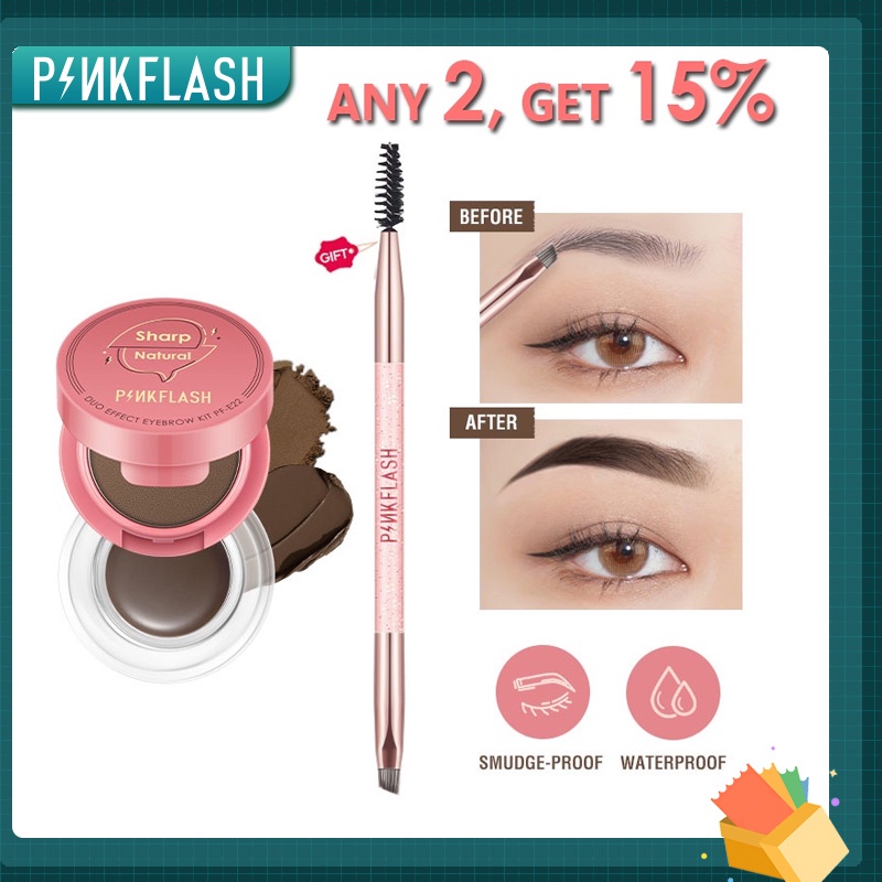 Pinkflash In Duo Effect Eyebrow Cream Powder Gel Pomade Eyeliner