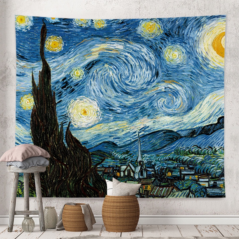 Oil Painting Starry Sky Tapestry Living Room Bedroom Decoration