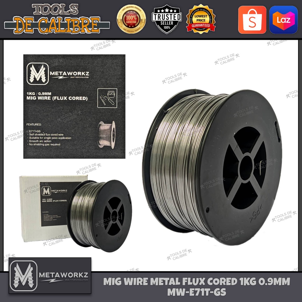 METAWORKZ 1KG 0 9mm Metal Flux Cored Mig Wire MW E71T GS For Migweld