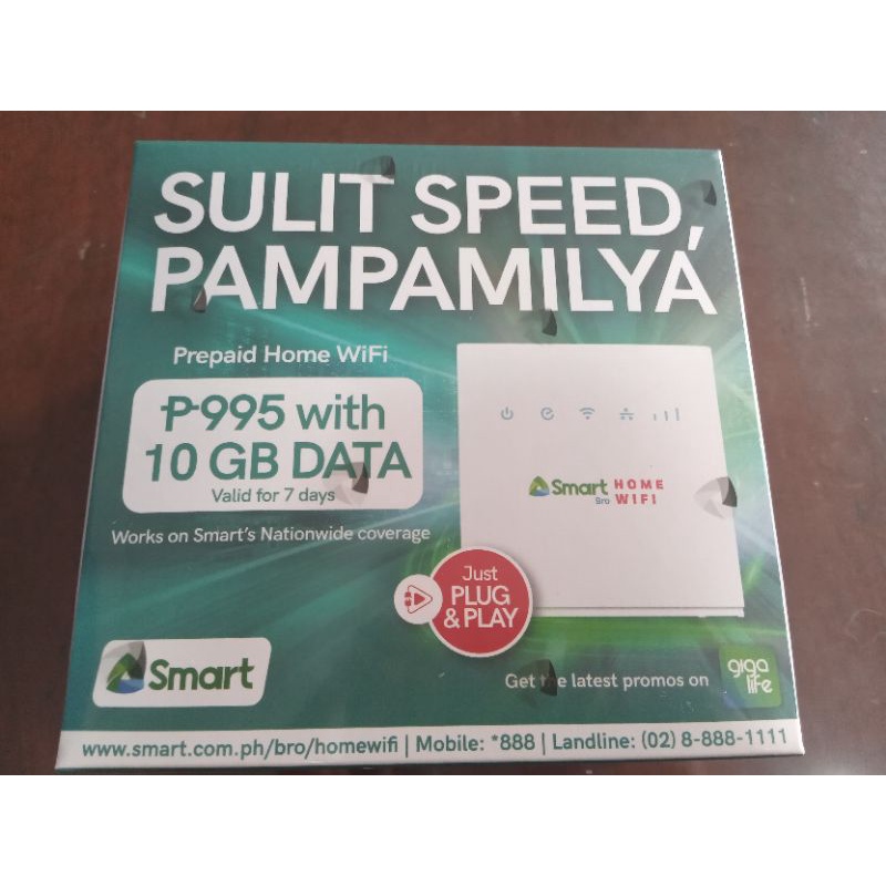 PLDT SMART BRO HOME PREPAID WIFI Cat 4 WHITE FREE 10 GB SIM POCKET