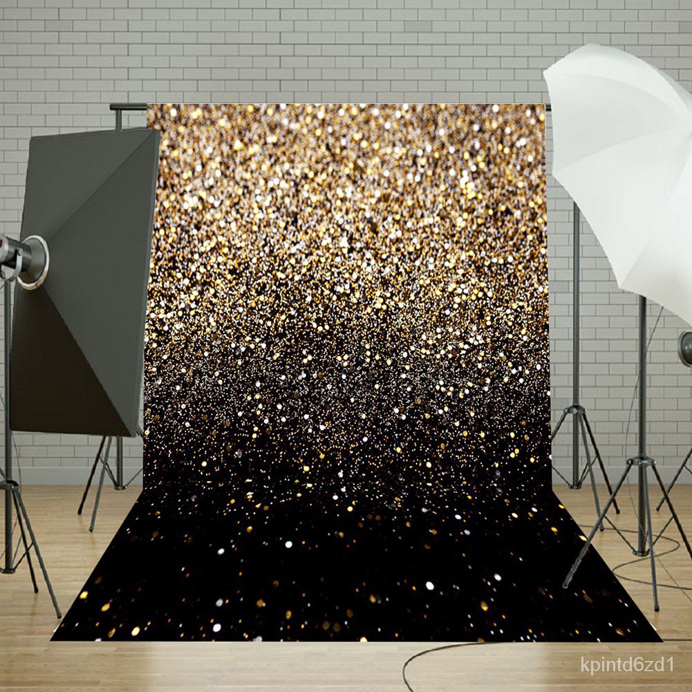 X Ft Vinyl Party Glitter Black Gold Dots Photo Studio Backdrop