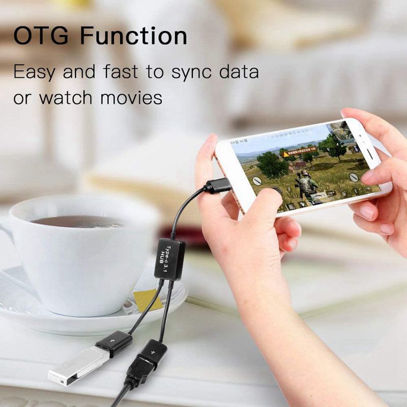 Type C Otg Usb Male To Dual Female Otg Charge Port Hub Cable