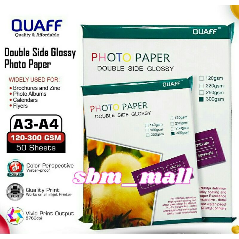 Quaff Double Sided Photo Paper A Size Sheet Shopee Philippines