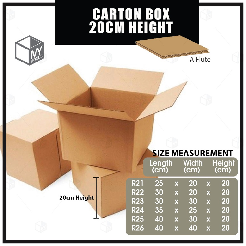 Carton Box Packing Box Packaging Box Kotak A Flute Cm Height