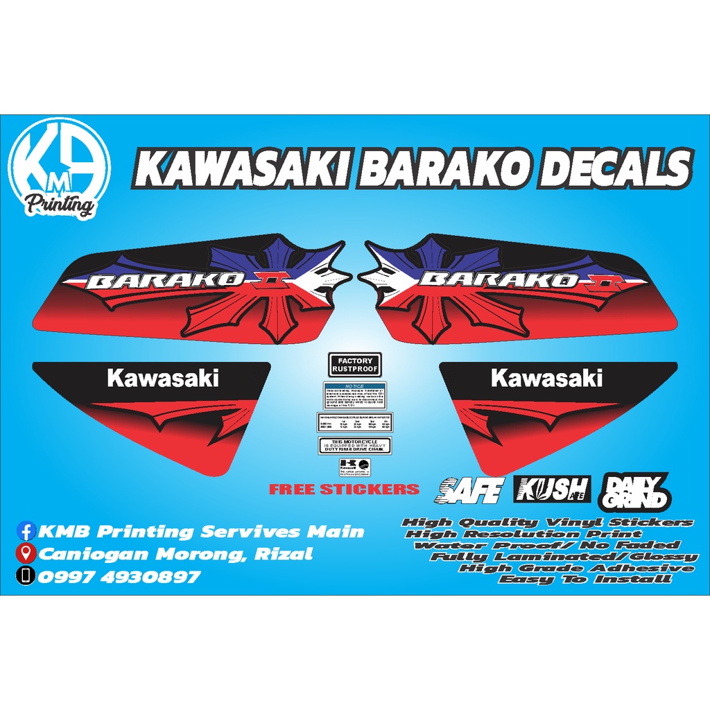 Kawasaki Barako Flag Stock Sticker Decals Shopee Philippines