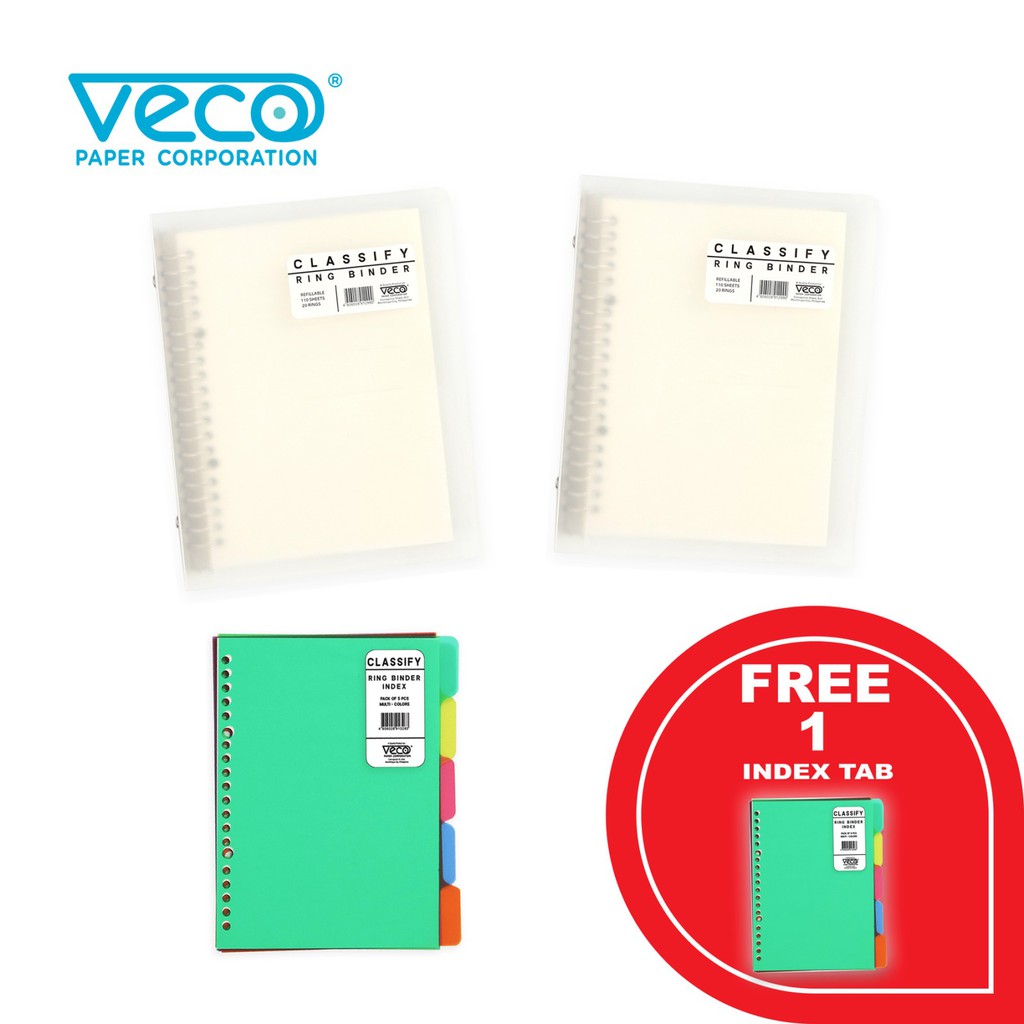 Classify 20 Ring Binder Notes 2pcs A5 RULED 80gsm CreamPaper 1set