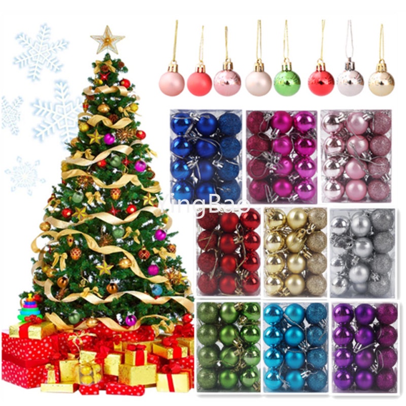 24PCS 3cm Christmas Balls Christmas Tree Hanging Ball Ornament