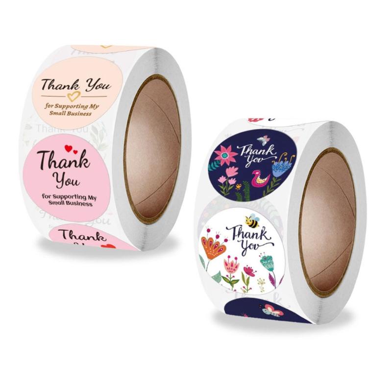 Joy Pcs Floral Thank You Stickers Handmade Round Seal Labels For