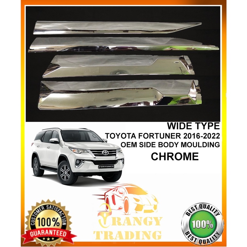 Toyota Fortuner 2016 To 2023 OEM Side Body Moulding Trim Chrome WIDE