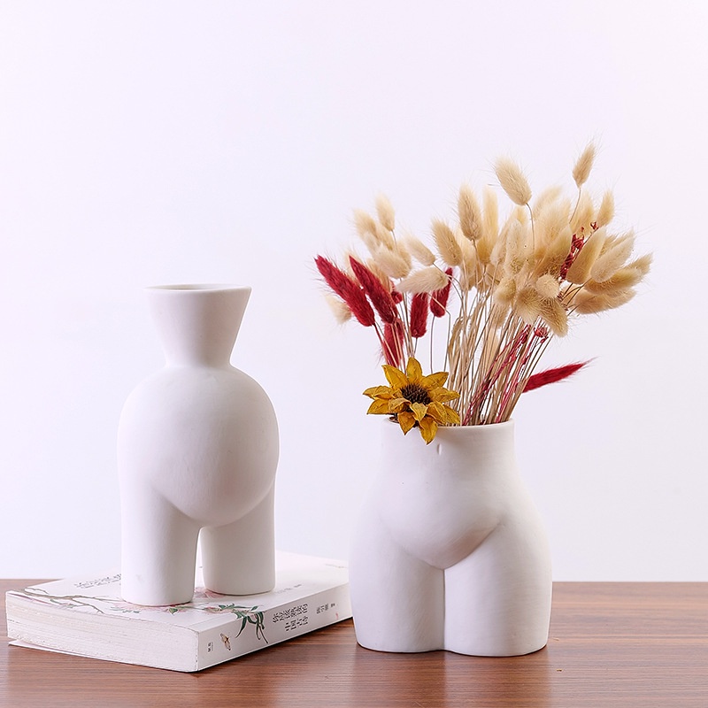 ↂCeramic Human Body Shape Vase Nude Naked Girl Butt Ceramic Flower Vase