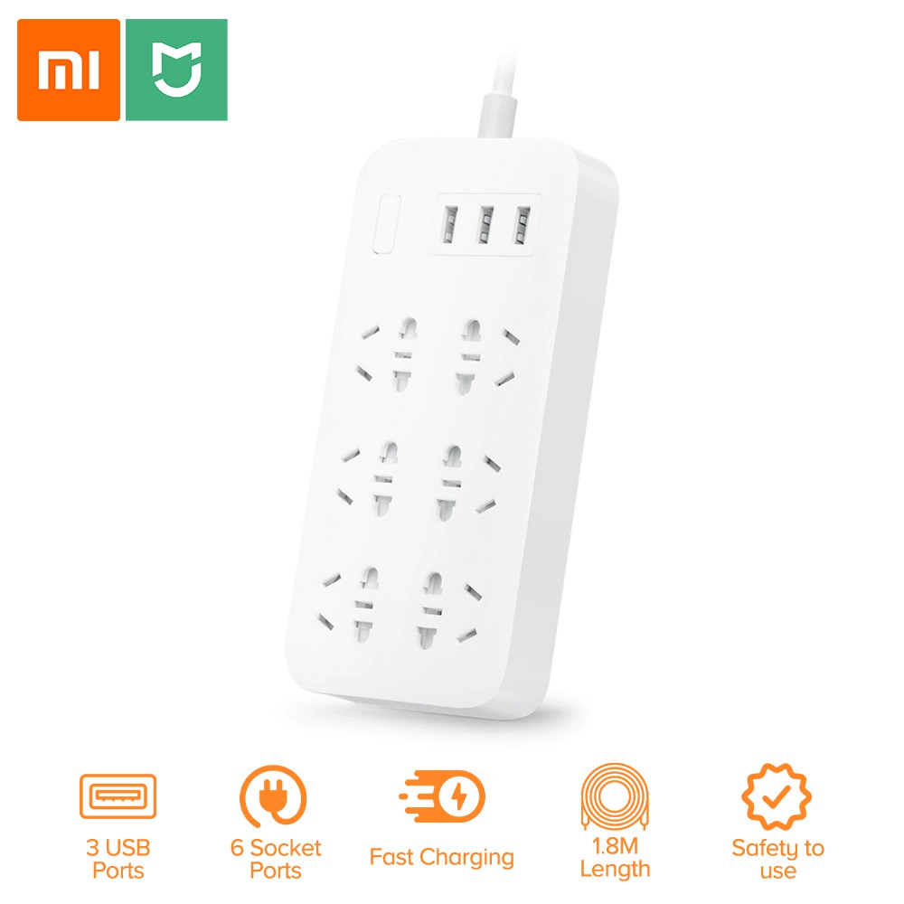 Xiaomi Mijia Power Strip Plug Board 6 Outlet With 3 USB Ports Extension