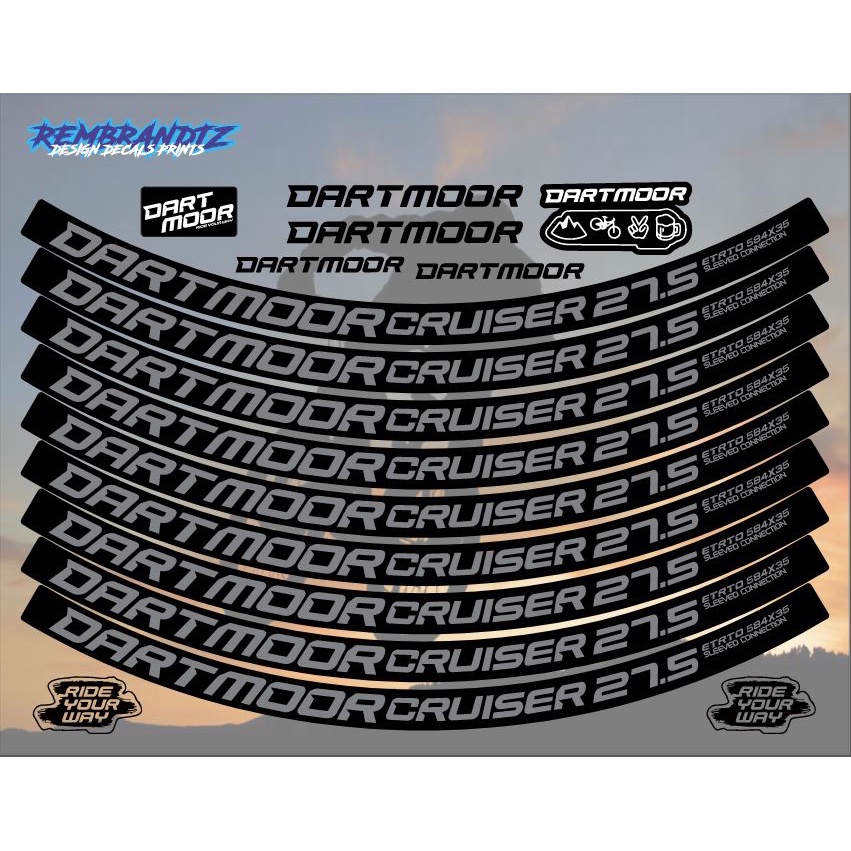 MTB Rim Decals Set Of 8 Pcs Dartmoor Cruiser 27 5 And 29er Printed