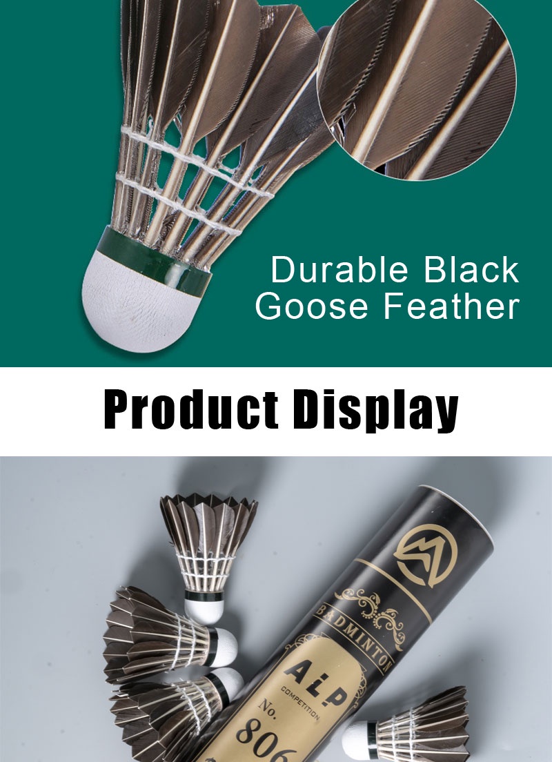 Alpsport 806 12 24 Pcs Tube Black Goose Feather Durable Badminton Ball