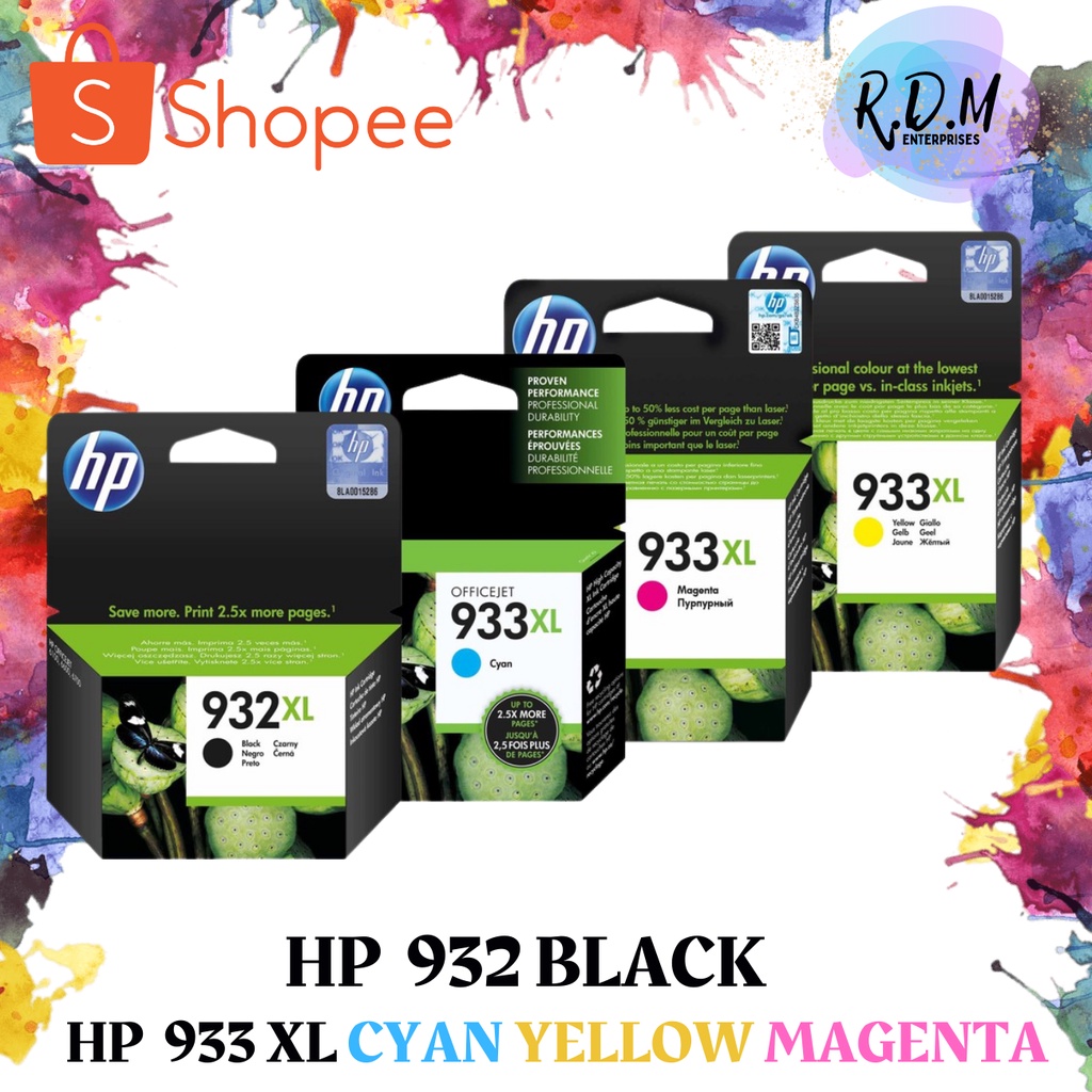 HP 932xl Black 933xl CYM Original Ink Cartridge BCYM SET Shopee