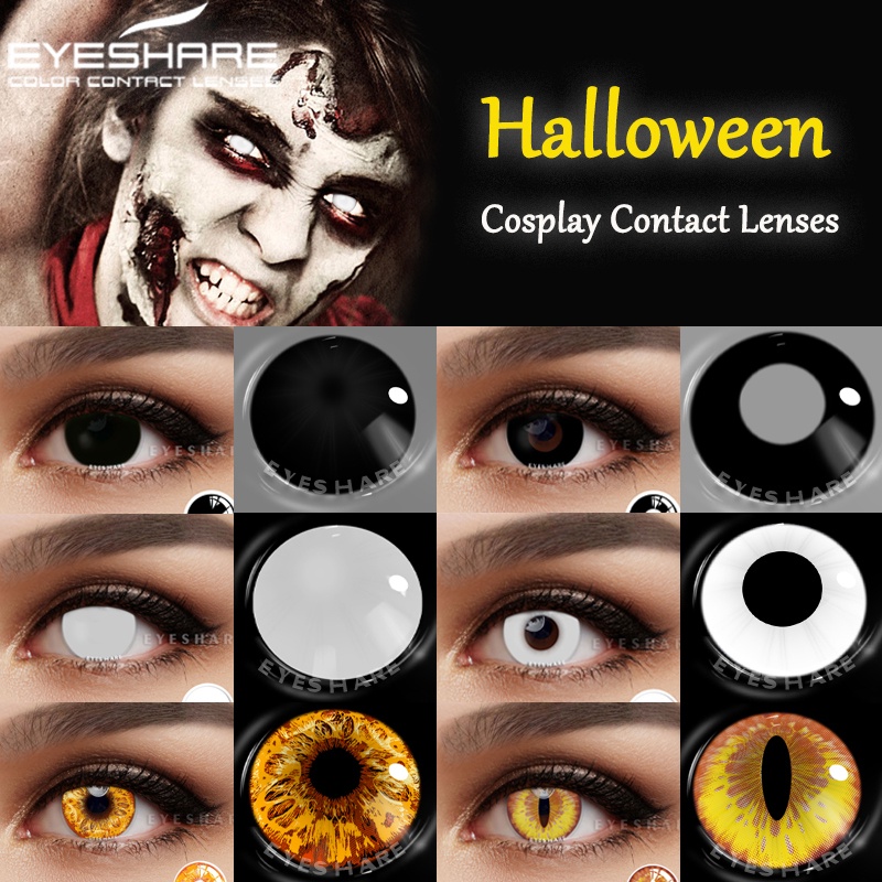 EYESHARE Cosplay Color Contact Lenses For Eyes 2pcs Black White Colored