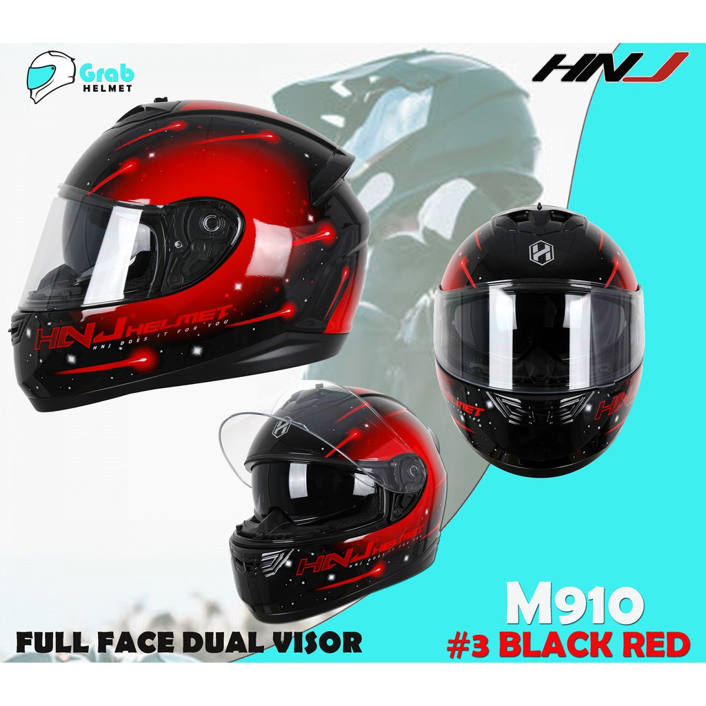 HNJ M910 Mens Motorcycle Helmet Full Face Dual Visor W Design Shopee