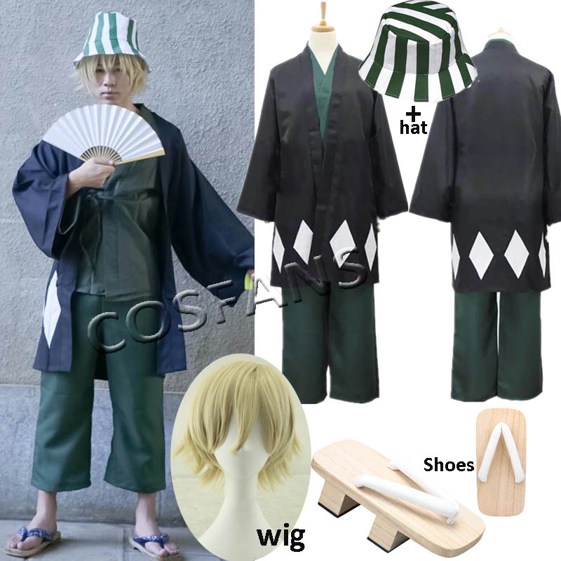 Anime Bleach Urahara Kisuke Gotei Cosplay Costume Kimono Halloween