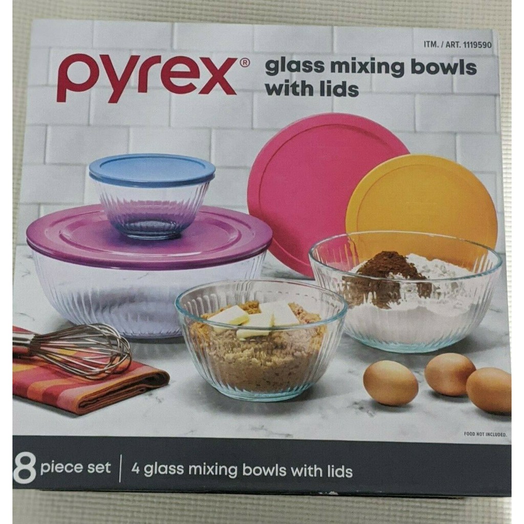 Pyrex Sculpted Glass Mixing Bowls With Lids Piece Set Shopee