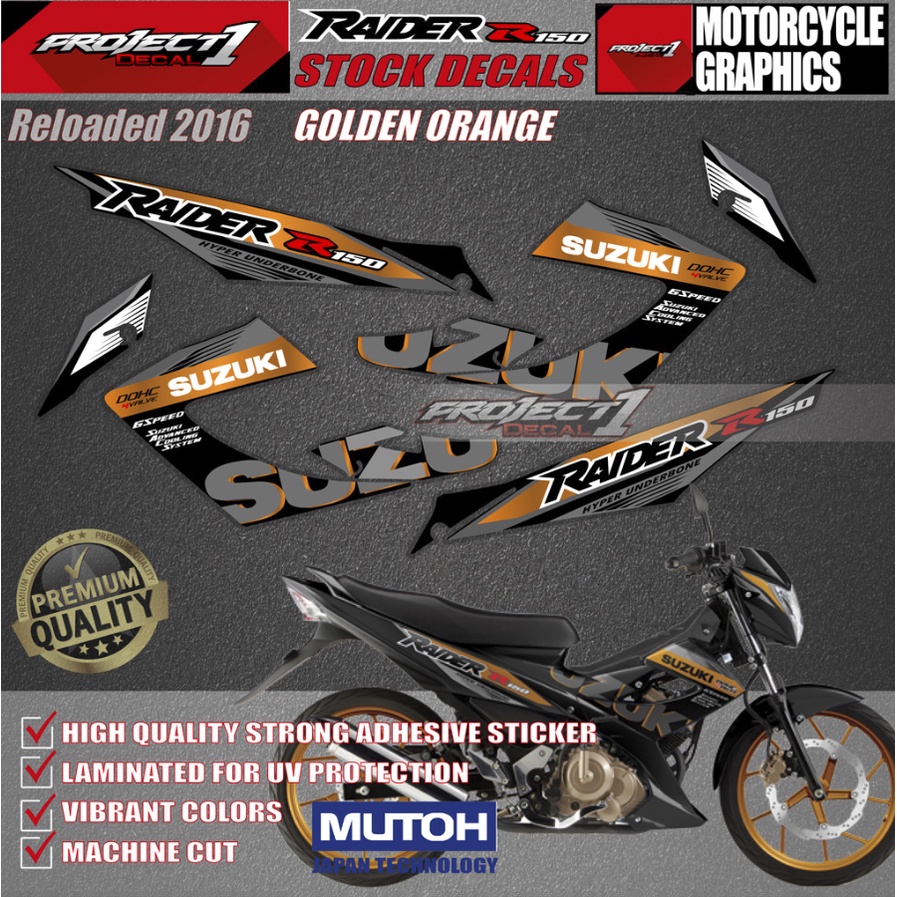 Suzuki Raider 150 Carb Reloaded 2016 Stock Decals With Free Random