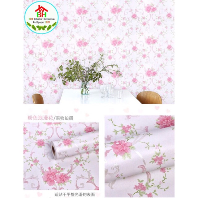 BHW Wallpaper Self Adhesive Floral Design Wall Paper PVC Waterproof L6