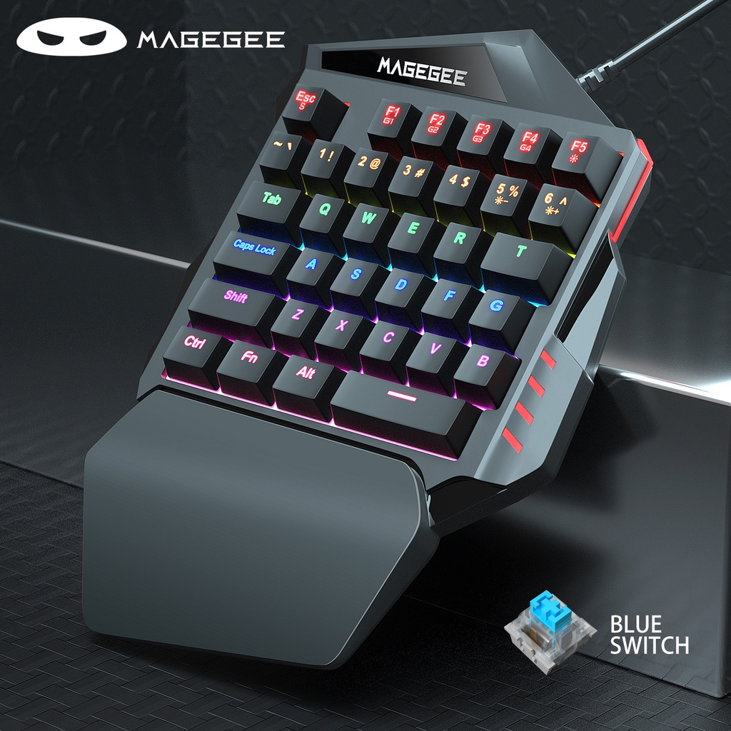 MageGee Battle AX One Handed Mechanical Keyboard Mouse 35 Keys Rainbow