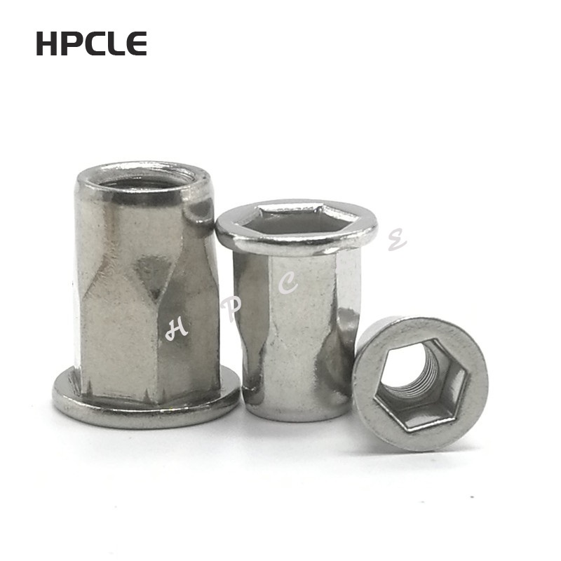 Pcs M M M M M M Stainless Steel Rivnut Flat Head Half Hex