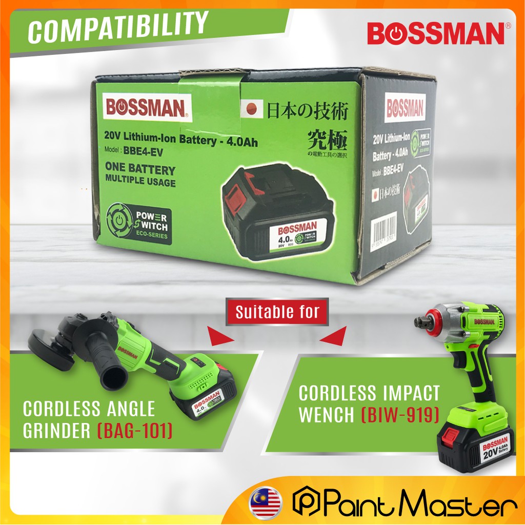 V80X Bossman Biw919 Bag101 20V Eco Series Cordless Lithium Ion Battery