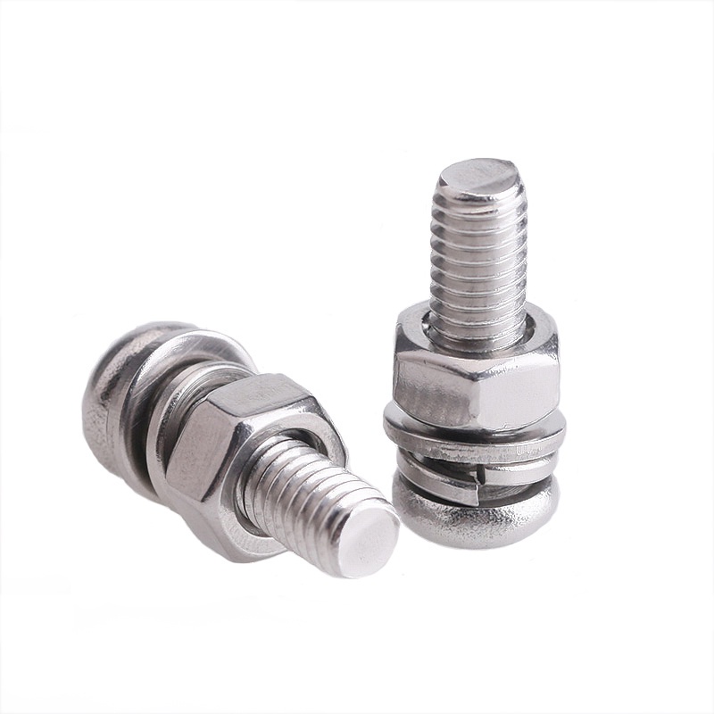 M6 M8 M10 304 Stainless Steel Round Head Combination Bolt Nut Flat Pad