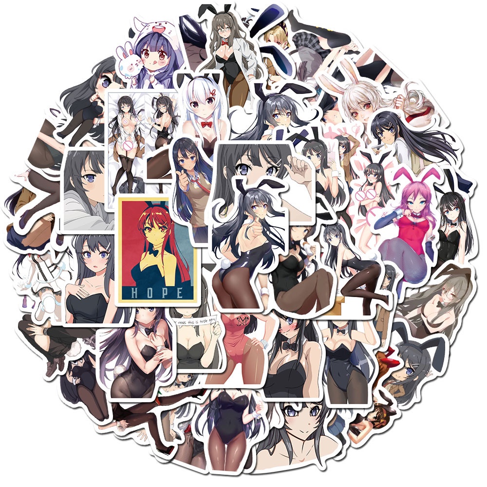 50 25 10PCS Anime Hentai Sexy Pinup Bunny Girls Decal Stickers Suitcase