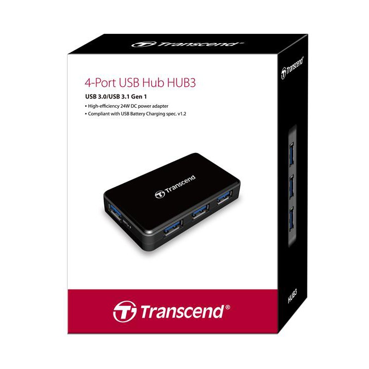 Transcend TS HUB3K 4 Ports USB A USB 3 1 Gen 1 Port Hub For