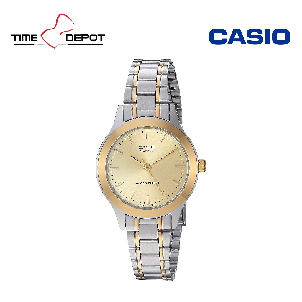 Casio LTP 1128G 9ARDF Two Tone Stainless Steel Strap Watch For Women