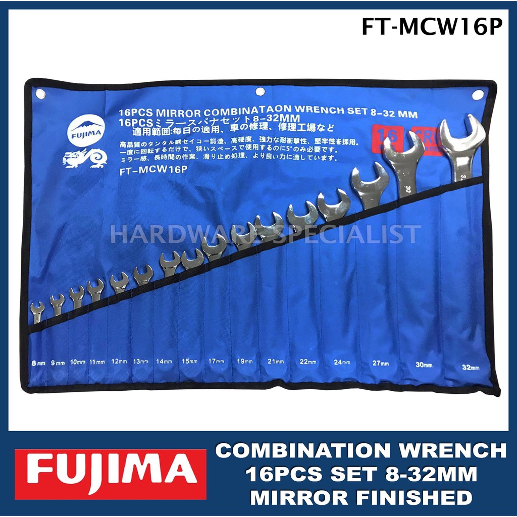 Fujima Pcs Combination Wrench Mm Mirror Finished Set Ft Mcw P