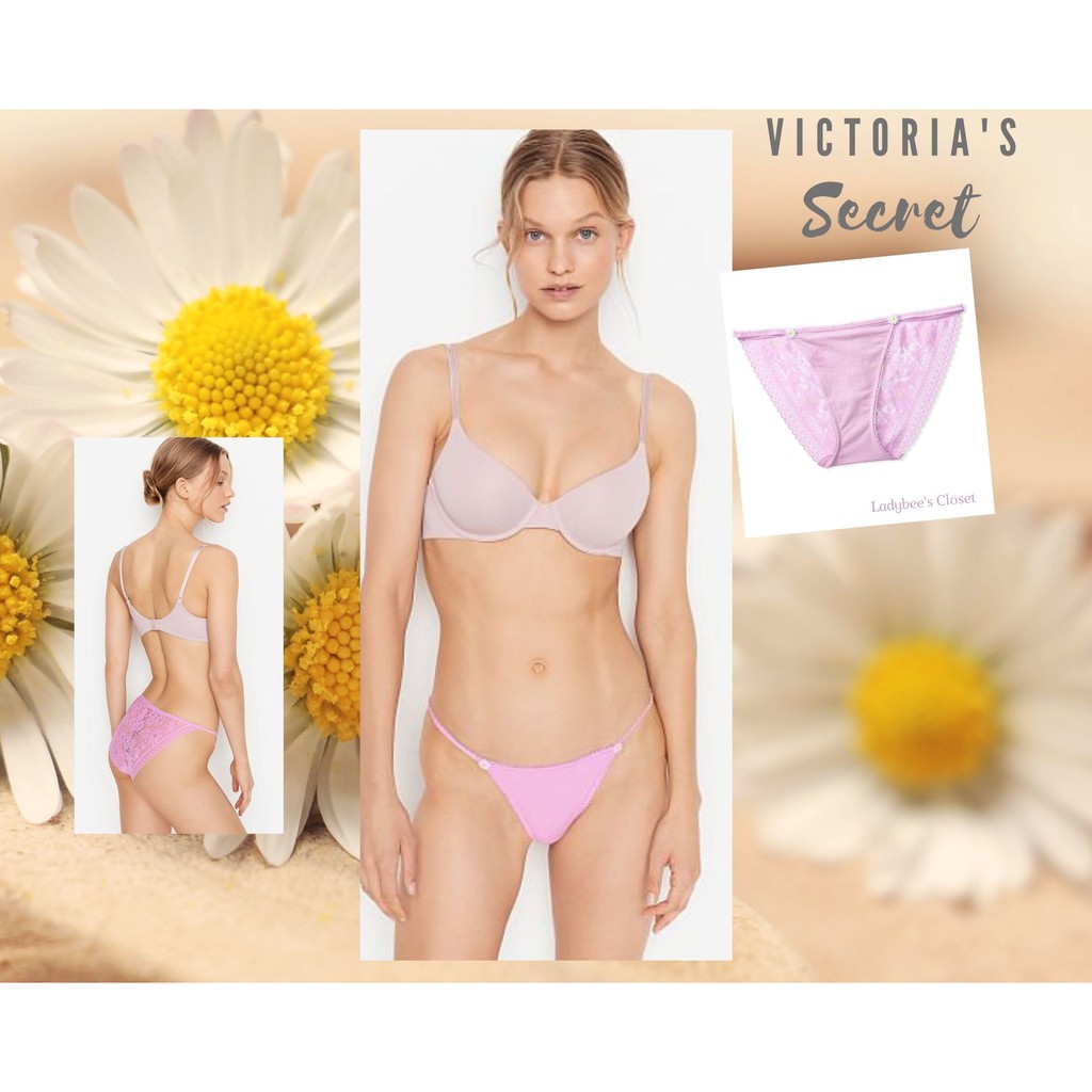 VICTORIAS SECRET Orchid Bouquet String Daisy Lace String Bikini Panty