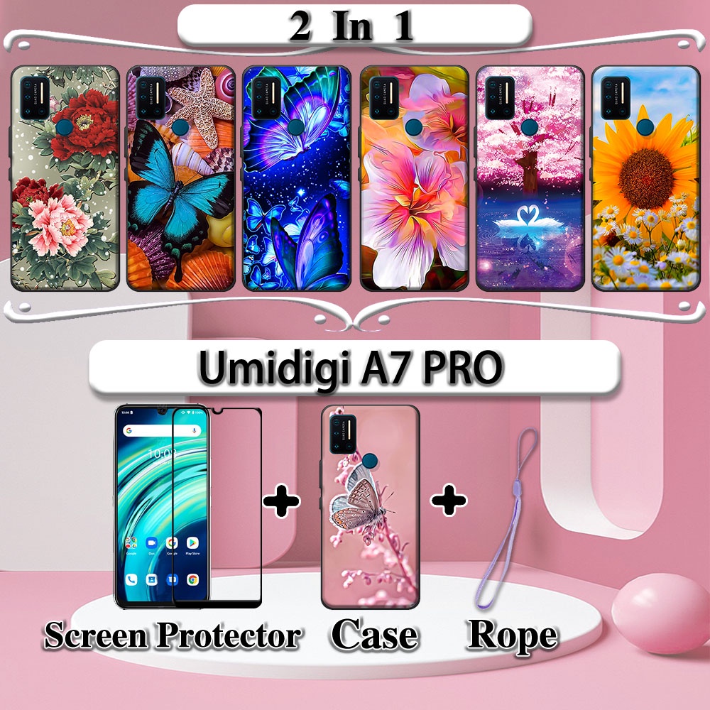 2 IN 1 Umidigi A7 PRO Case With Tempered Glass Curved Ceramic Screen