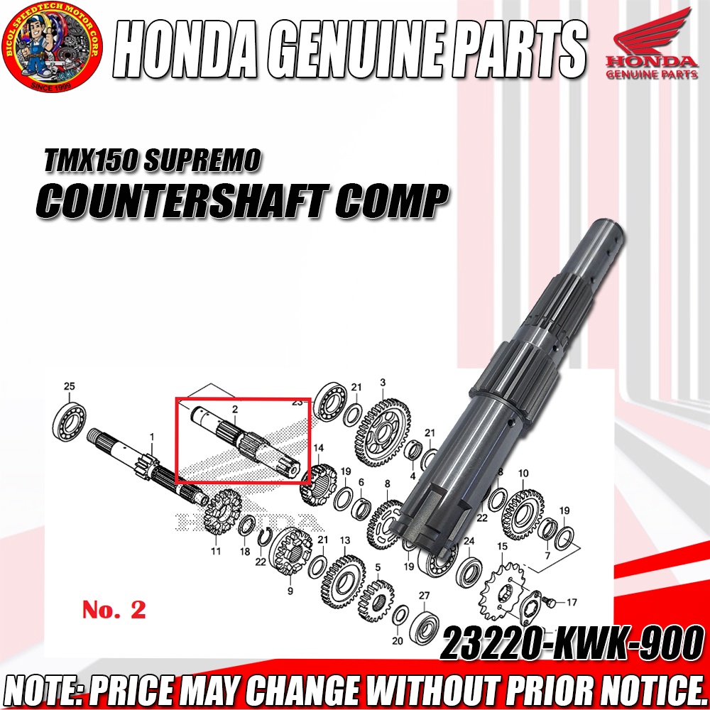 Tmx Supremo Countershaft Comp Hpi Genuine Kwk