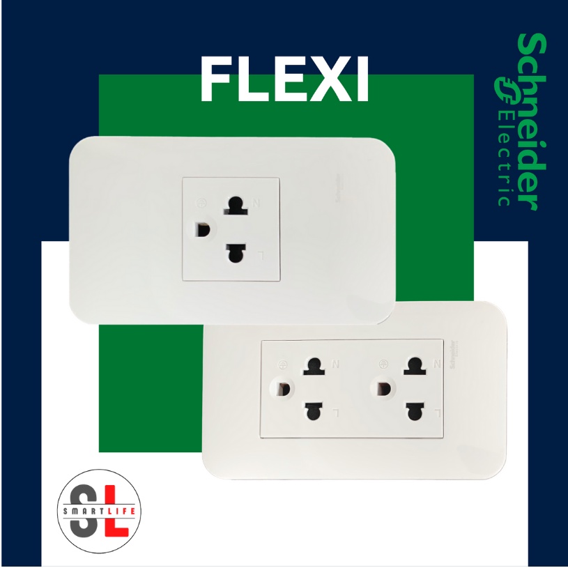 Schneider Flexi 1 Or 2 Gang 3 Pin Universal Socket Outlet 16A 250V With