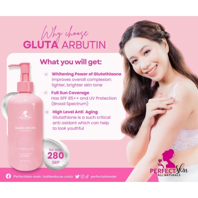 PERFECT SKIN GLUTA ARBUTIN LOTION With Snail Extract SPF85 300ML