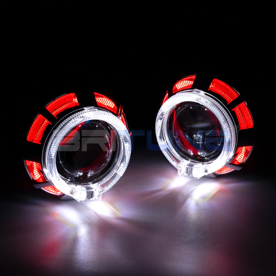 Mini Inch Bi Xenon Headlight Lens Projector Double Led Angel Eyes