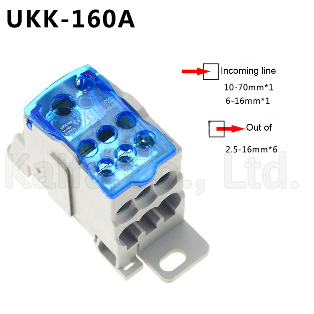 UKK80A 125A 160A 250A 400A 500A Terminal Block 1 In Many Out Din Rail