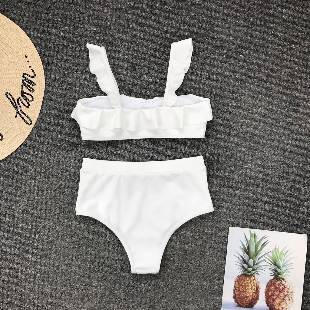 Women Two Piece Swimsuit Ruffled Sexy High Waist Bikini Shopee