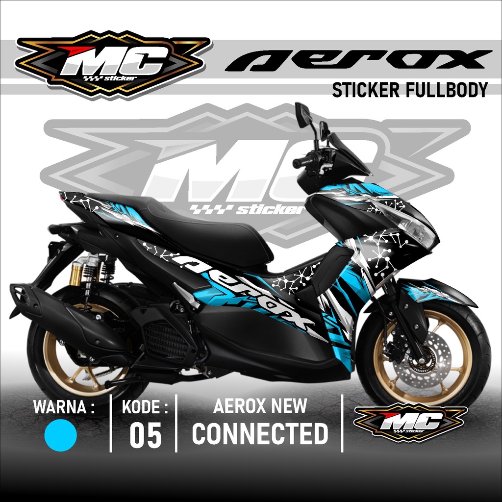 Mc Cutting Sticker Decal AEROX 155 Full Body NEW Connected 2022